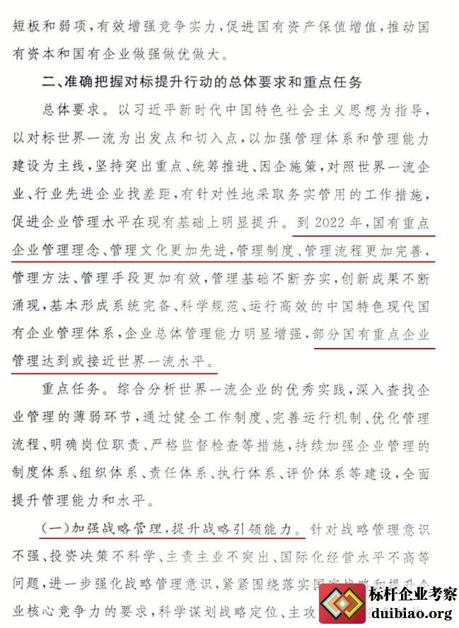 關于開展對標世界一流管理提升行動的通知